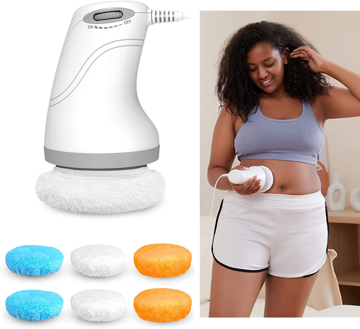Body Sculpting Machine, Cellulite Massager Electric with 6 Washable Pads, Body Massager for Belly/ Leg/ Arms